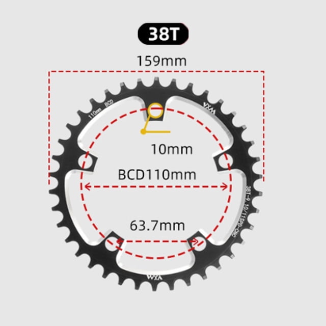 Narrow Wide Chainring For Road Bike 110Bcd 5 Bolts Available In 36T 38T 40T 38T