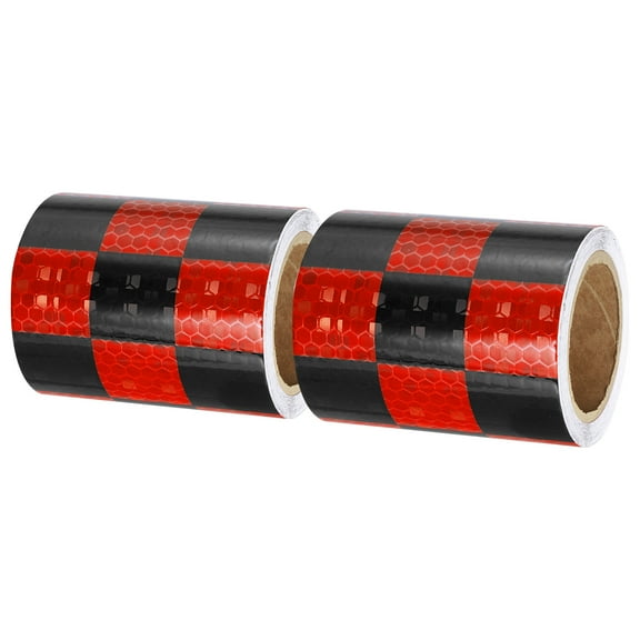 Uxcell Reflective Tape, 2 Roll 3 Inch x 10 ft Waterproof Self Adhesive High Visibility Caution Warning Safety Tape, Red/Black