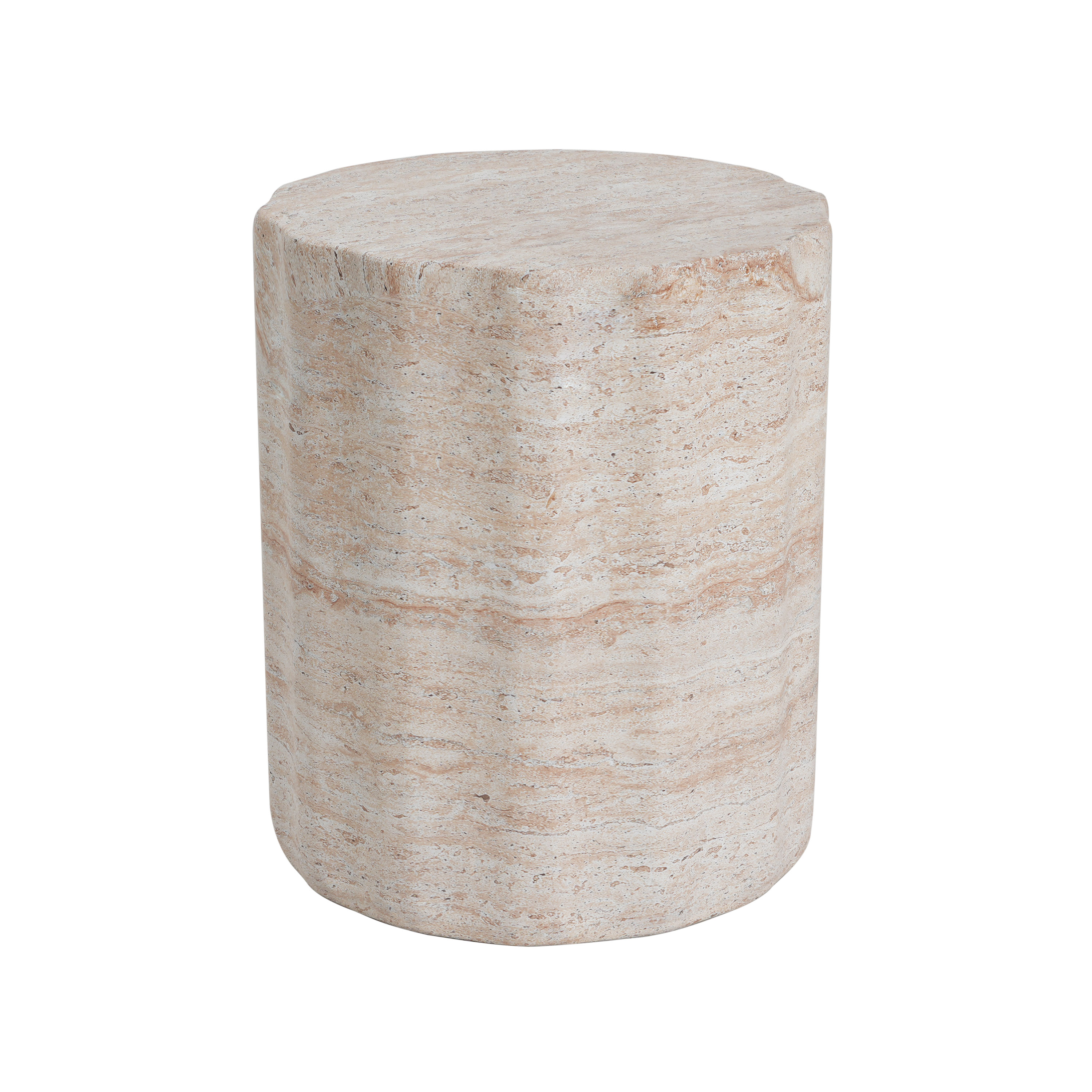 Side Table, Outdoor Indoor Lightweight Concrete Table for Patio Balcony Garden, Travertine Finish