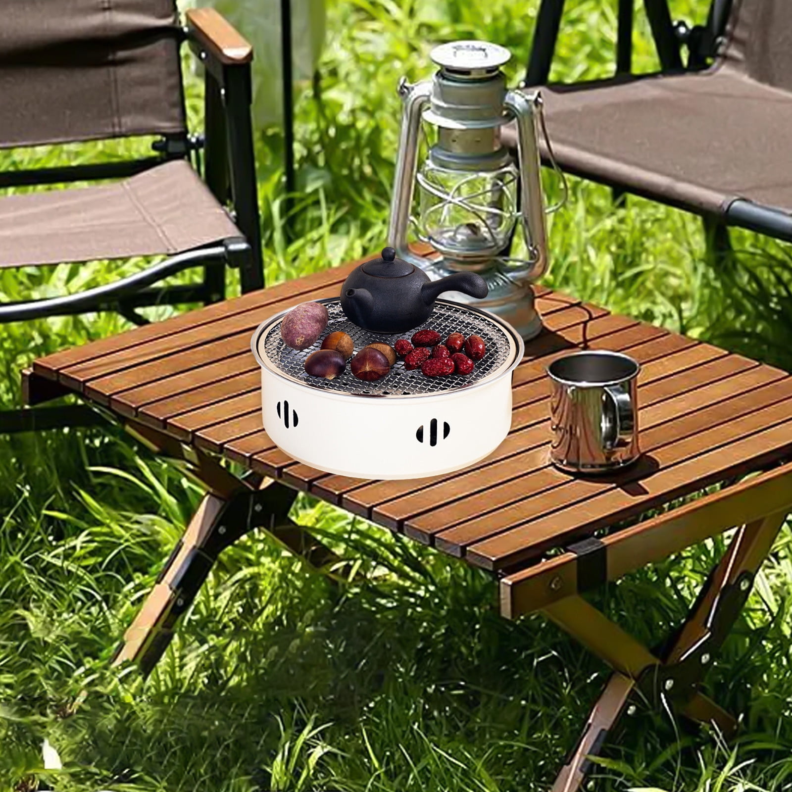 Vxdvou Outdoor Charcoal Heater Stove, Portable Barbecue Grill Fire Pit, Multifunctional Outdoor Heating Fire Bowl for Cooking and Warming, Outdoor Heating Stove for BBQ