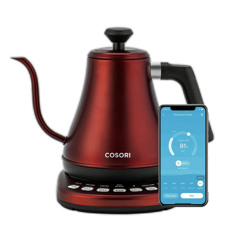 COSORI Smart Gooseneck Kettle Electric for Pour-Over Tea & Coffee with  Variable Presets, Stainless Steel ,0.8L, Red 