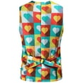 thumbnail image 5 of IROINNID Men's Sleeveless V-Neck Short Vest Print Casual Autumn And Winter Valentine's Day Suit Vest, 5 of 9