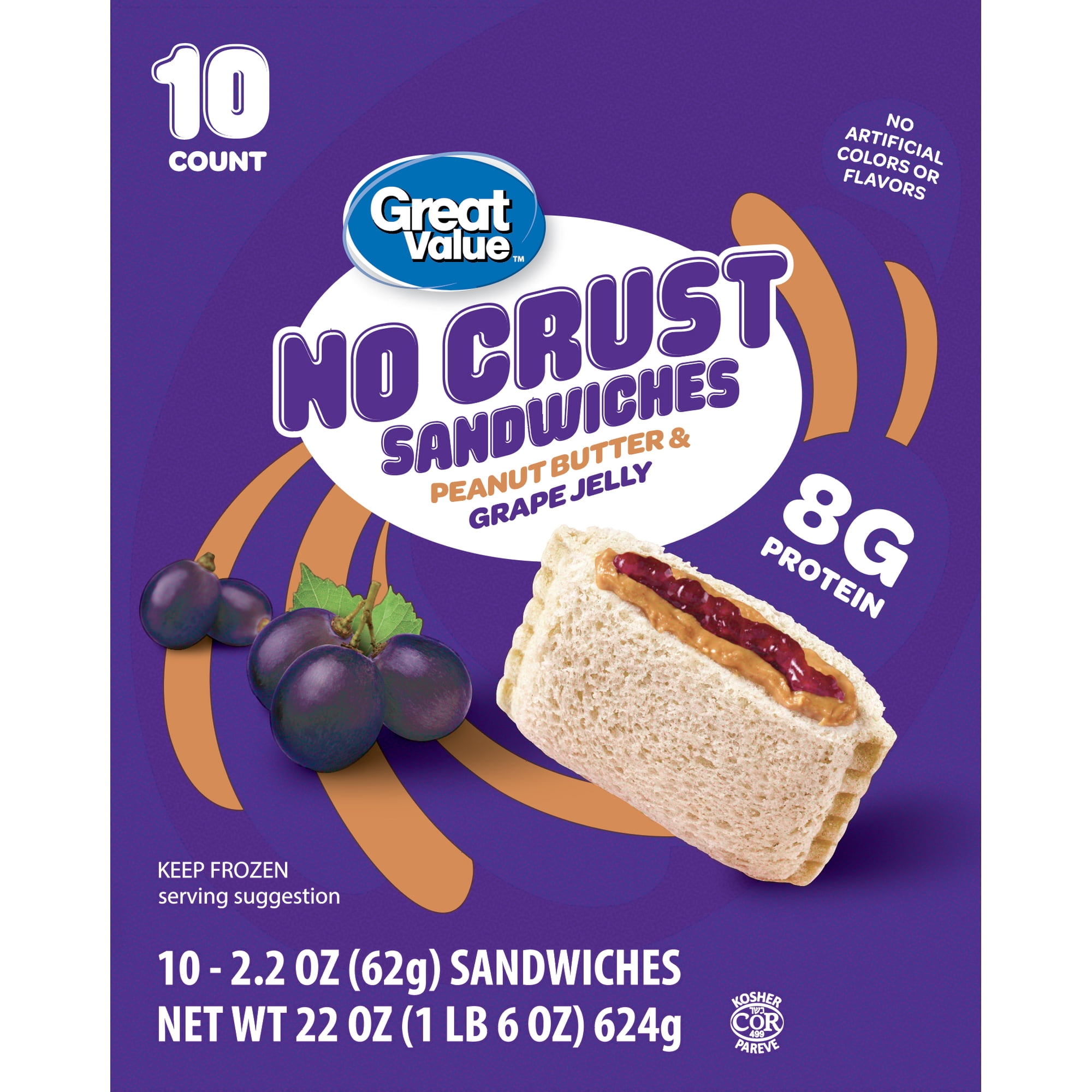 Great Value Peanut Butter & Grape Jelly Sandwiches, 10 Count, 2.2 oz