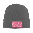 thumbnail image 3 of ZICANCN Abstract Flower Design Knit Bonnet Hat, Bonnet d'Hiver Doux Chaud Classique pour Hommes Femmes, Gris Foncé, 3 of 6
