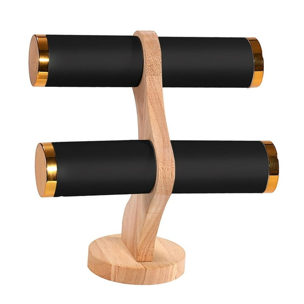 Expositor de pulseras de 2 niveles para tocador de negocios. Negro