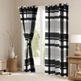 thumbnail image 3 of Homewish Classic Geometric Plaid Black Out Curtains,Modern Geometric Curtains Pack of 2 (42x63 Each),Gray Black Grid Bedroom Curtains For Boys Kids,Super Cozy Room Decor, 3 of 6