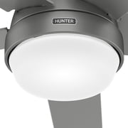 Hunter 52 inch Indoor Ceiling Fan with LED Light and Remote Control - Silver Modern Smart Ceiling Fan, Standard Mount, 5 Blades, For Bedroom, Living Room, or Kitchen - Aerodyne 51315, Matte Silver
