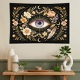 thumbnail image 5 of Floral Snake Moon Tapestry, Black Background Golden Botanical Feather Star Wall Hanging, Mystic Witchy Boho Celestial Aesthetic Bedroom Dorm Living Room Wall Decor Tapestries, 60"×90", 5 of 6