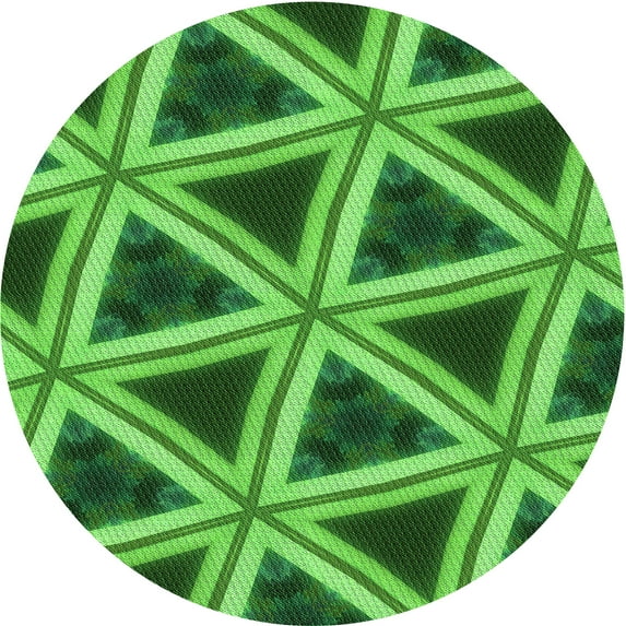 Ahgly Company Indoor Round Patterned Green Area Rugs, 7' Round