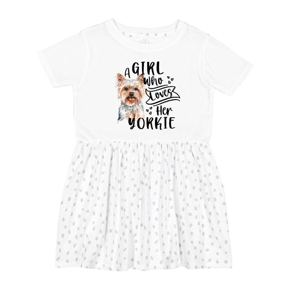 Inktastic A Girl Who Loves Her Yorkie Girls Toddler Dress