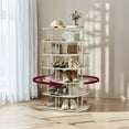 thumbnail image 3 of 7-Tier Rotating Shoe Rack – 360° Spinning, Holds 28-35 Pairs, Entryway，Closet Organizer, Freestanding, Cream White, 3 of 6