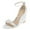 White, variant on FSJ Women Bridal Round Open Toe Sandals Pearl Wedding Wedges Heel Buckle Ankle Strap Comfortable Evening Pump Shoes Size 8 Purple