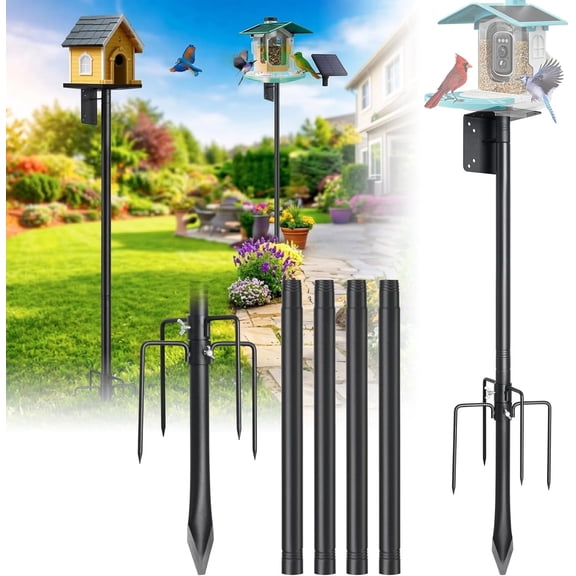 Heavy Duty Bird Feeder Pole - 103" Extra Tall Bird House Stand Outdoor, Anti-Tip Stakes & Stable Mount for Smart Camera Birdfeeder,Bluebird House, BirdBuddy, Birdfy