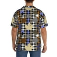 thumbnail image 3 of Gukieu maple leaves Houndstooth Print Men's Short-sleeved Shirts, Button-down Pocket Shirts, T-shirts, Beach Vacation Travel Summer Clothing-Small, 3 of 5