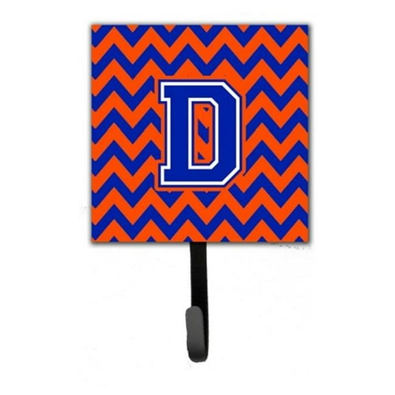 Letter D Chevron Orange & Blue Leash or Key Holder, 6 x 1.25 x 4.25 in.