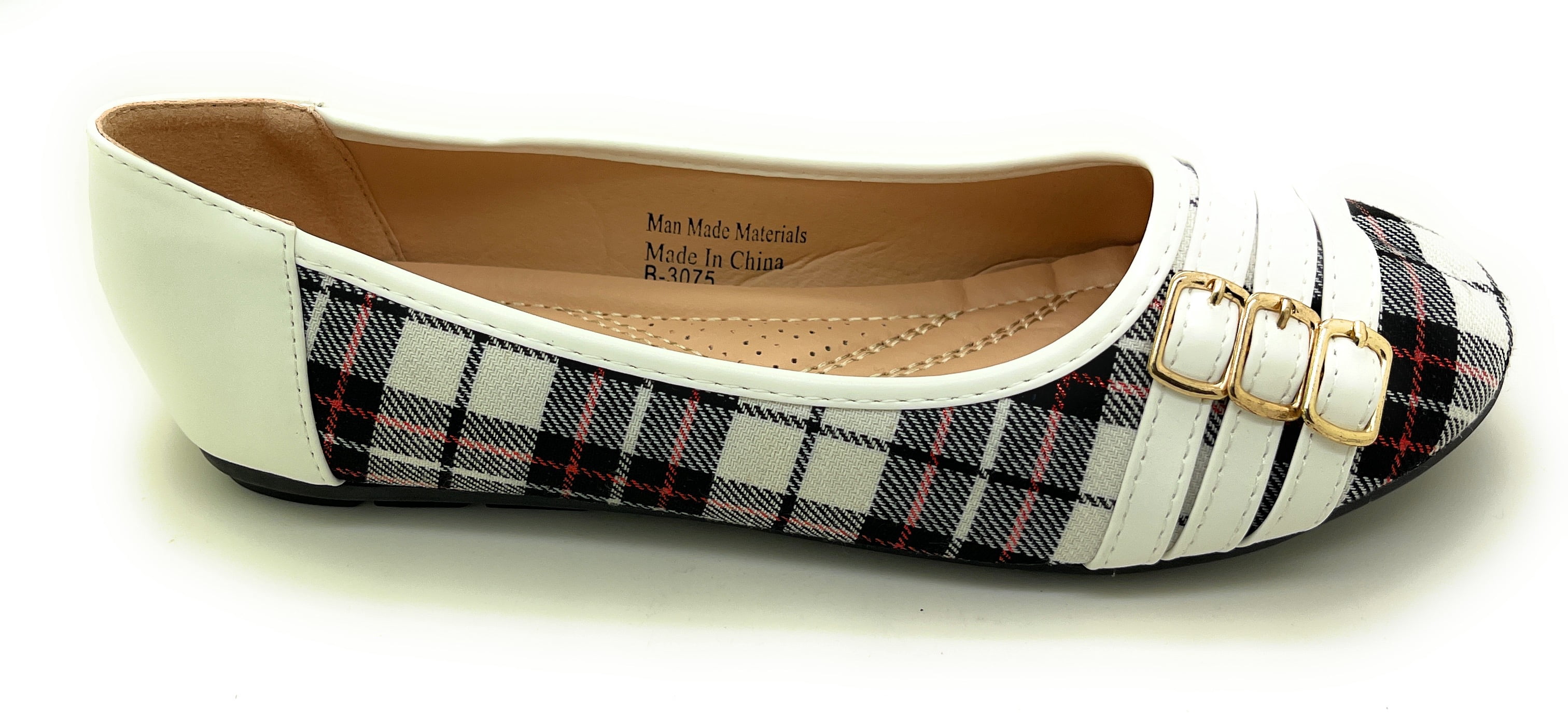 Three Lair Belted Plaid Ballerina Flats