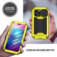 thumbnail image 5 of Rugged Heavy Duty Case for iPhone 14 Pro Max, Triple-Layers Armor Military Grade Shockproof Kickstand Cover with Screen Protector Camera Lens Sliding Metal Frame Dustproof Protective Case, Yellow, 5 of 7