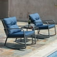 thumbnail image 4 of Wallowsun 3 Pieces Patio Bistro Set Outdoor Rocking Chair w Blue Cushion for Yard Garden Poolside, 4 of 9