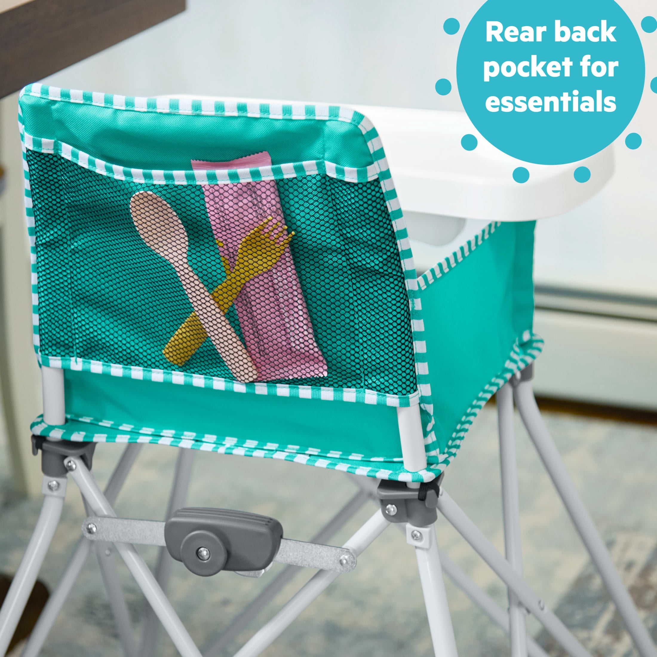 Bright Starts Pop 'N Dine Portable High Chair, Teal, Unisex, Infant