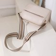 thumbnail image 3 of Bolso bandolera de cuero Bolso de hombro con correa ancha de rayas casuales Bolso femenino (Beige), 3 of 9
