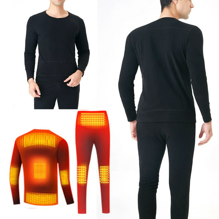 Heated Thermal Underwear for Men, Heated Long Underwear Johns Base Layer  Sets (Heated Shirt + Heated Pants) 