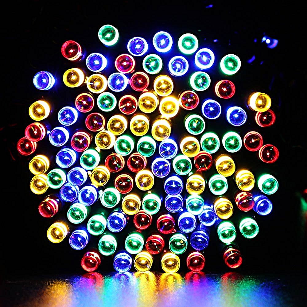 QiShi Christmas Lights Solar String Lights 72ft 200 LED Fairy Lights 8 Modes Ambiance Lighting for Outdoor Patio Lawn Landscape Garden Home Wedding (Multi-Color)-2PACK