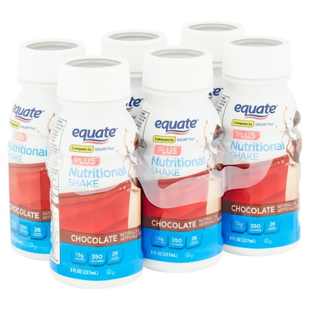Equate Nutritional Shake Plus, Chocolate, 8 fl oz, 6 (Best Dark Chocolate In India For Weight Loss)