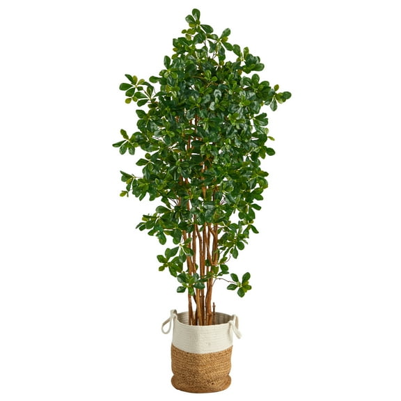 Nearly Natural 6ft. Black Olive Artificial Tree in Handmade Natural Jute and Cotton Planter