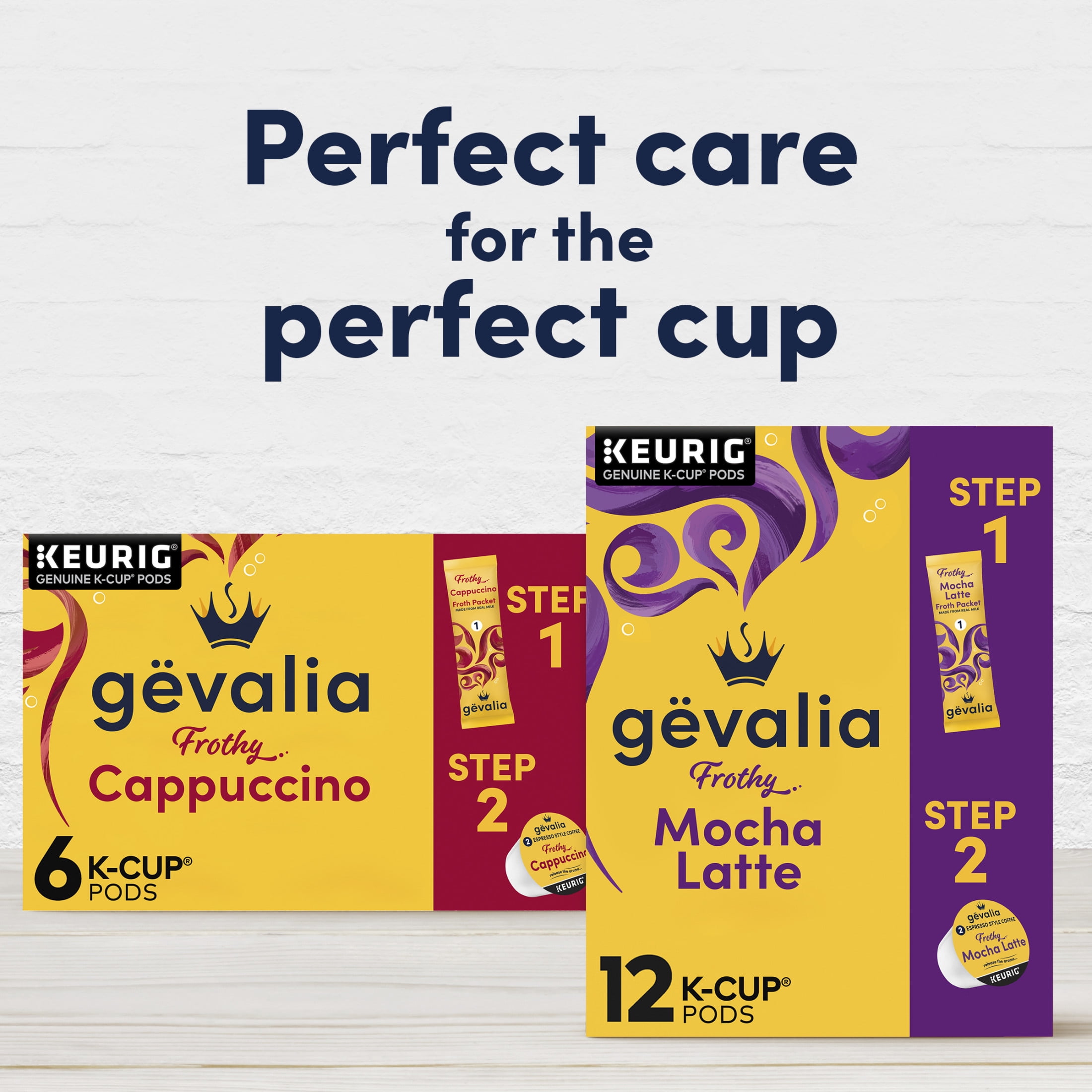 Gevalia Mocha Latte K-Cup Espresso Coffee Pods & Latte Froth Packets, 12 ct Box