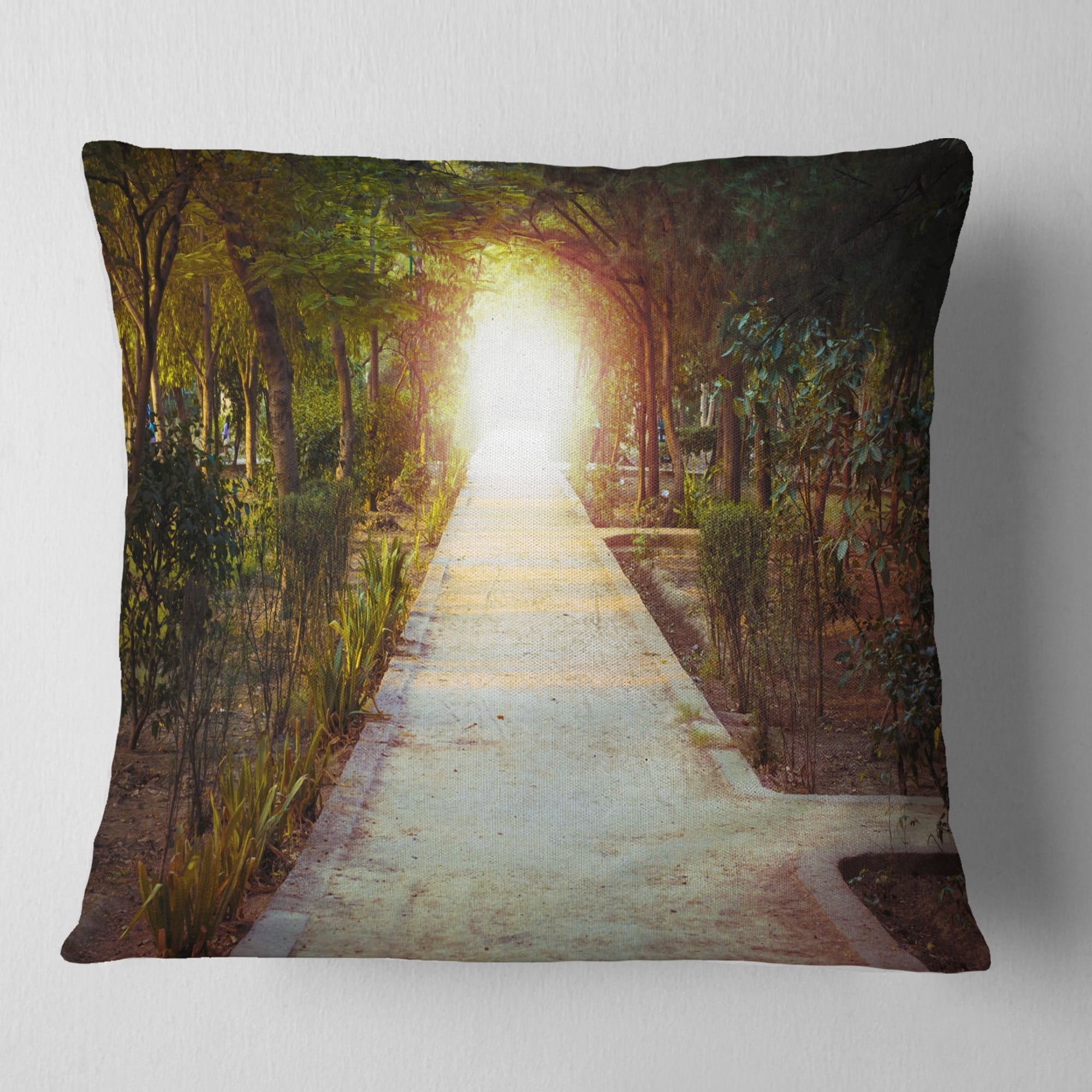 Designart Path to Magical Mystery Woods - Landscape Photography Throw Pillow - 16x16
