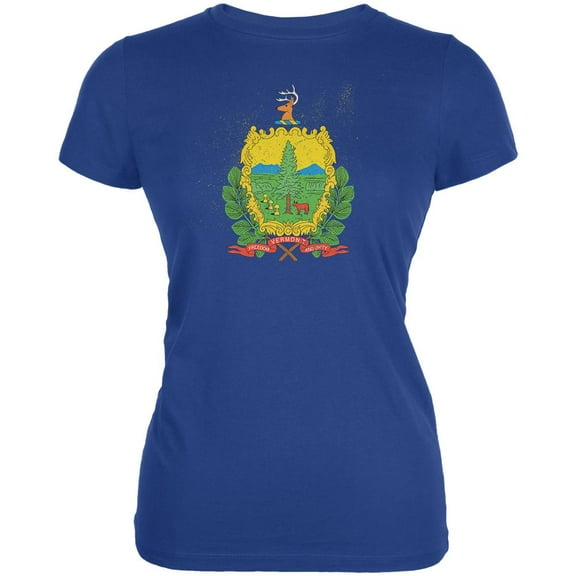 Born and Raised Vermont State Flag Juniors Soft T Shirt Royal MD