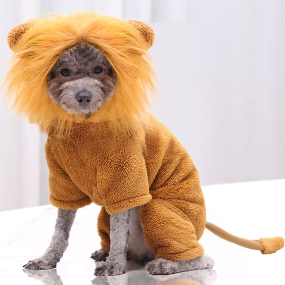 SWETRACE Pet Lion Costume in Golden Flannel for Daily Wear and Festivals 1Pc