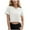 White, variant on OSOLU Solid Color Women Casual V-Neck Short Sleeve Solid Color Basic Crop Tops T-Shirt Tshirts Tee Summer Tops Breathable Dailywear
