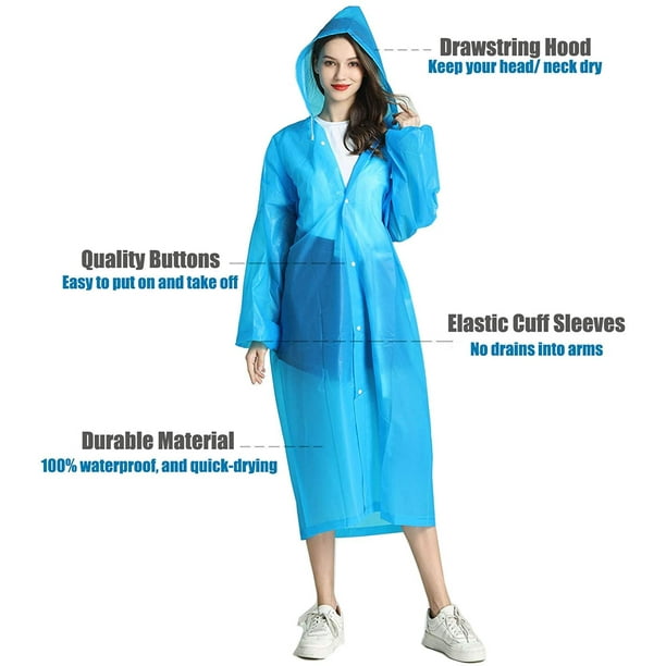 Durable Clear Rain Coat for Adults - Women and Men Fashion Hooded