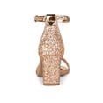 thumbnail image 2 of BLISSFUL STEP Women's Shoes Glitter Ankle Strap Block Heel Prom Sandals Rose Gold 7.5, 2 of 8