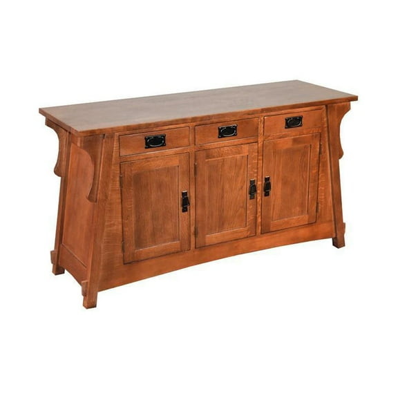 Crafters and Weavers Arts and Crafts Wood Console Cabinet in Cherry