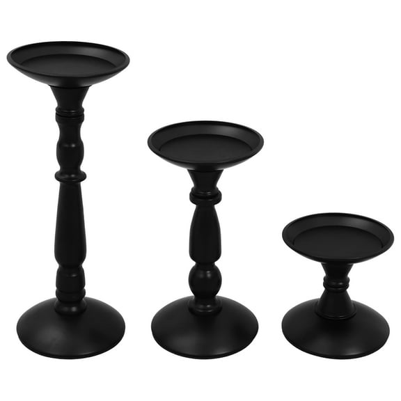 WHAMVOX 3 Pcs Vintage Candle Holder Set Tapers Candlestick Holders Sticks Decor Black