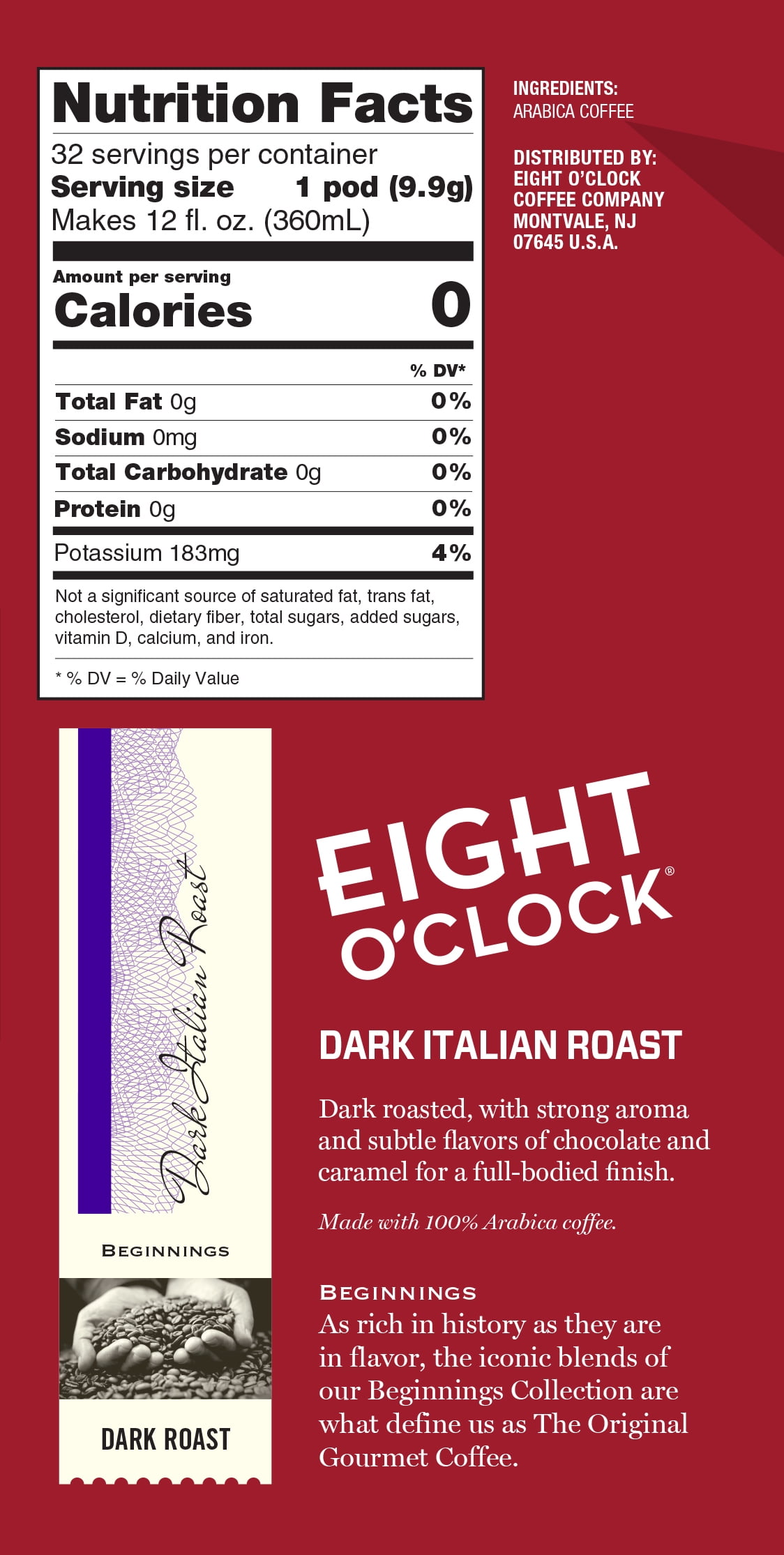Eight O'Clock Hazelnut Medium Roast Coffee K-Cup Pods Value Pack, 32 Ct.