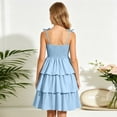 thumbnail image 4 of mgoYE Girls Spaghetti Strap Ruffled Swing Dress for Teen Tween Formal Prom Back to School Homecoming Dance Casual(Light Blue,7-8 Years), 4 of 5