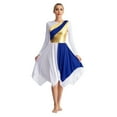 thumbnail image 2 of Miutii Women's Metallic Gold Color Block Liturgical Praise Dance Dresses Christian Church Robe Blue M, 2 of 9
