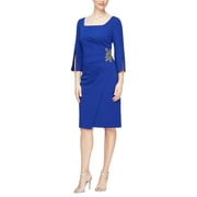 Alex Evenings Short Sheath Dress with Split Sleeves (Womens, Royal, 6)