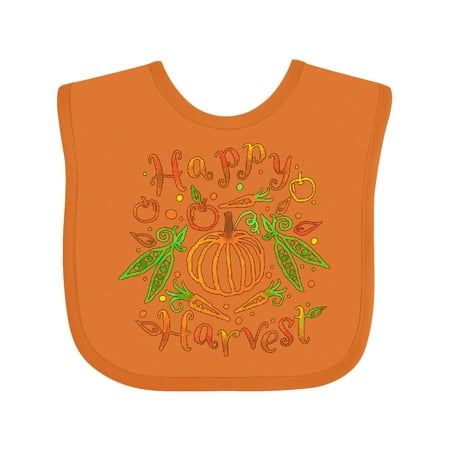 

Inktastic Happy Harvest Pumpkin and Vegetables in Orange and Green Gift Baby Boy or Baby Girl Bib