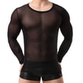 thumbnail image 2 of Men Sexy See Through T-Shirt Mesh Sheer Long Sleeves Transparent Tops Clubwear Muscle Tops, 2 of 7