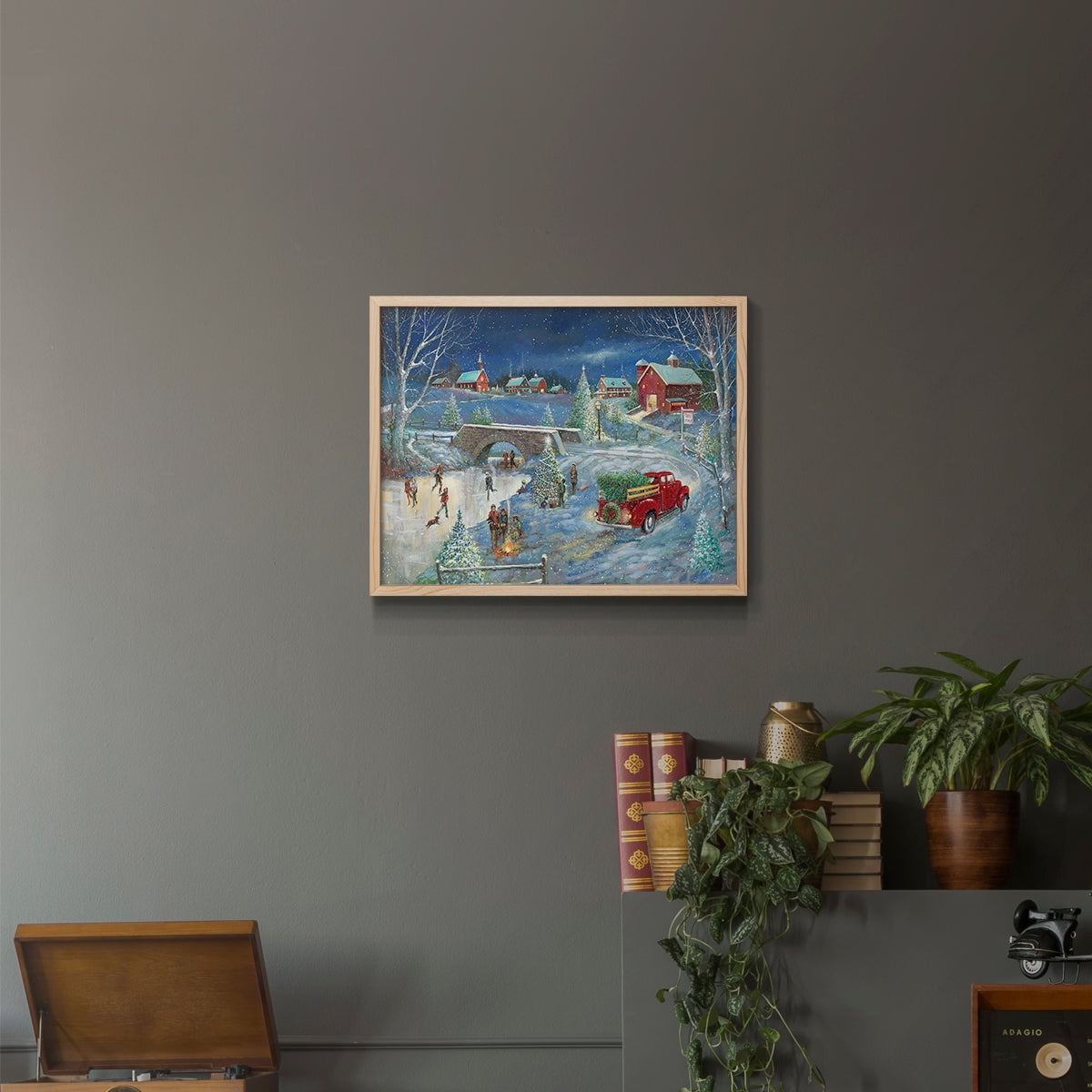 Warm Holiday Memories by Ruane Manning - Restickable Framed Giclée Print with Real Wood Frame