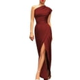 thumbnail image 2 of Prolriy Wedding Guest Dresses for Women Personality Solid Color Dress Simple and Exquisite Design Suitable for All Occasions Maxi Dresses for Women 2024 Womens Dresses Wine XXL, 2 of 3