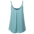 thumbnail image 3 of A2Y Women's Relaxed Fit Wool Dobby Woven Double Layer Spaghetti Cami Pleated Top Blue Grey L, 3 of 6