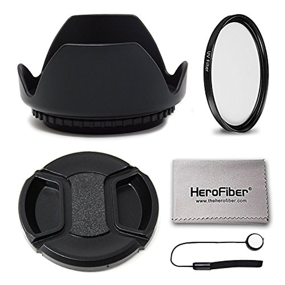 58mm Lens Hood + 58mm UV Filter + 58mm Lens Cap KIT For For Canon