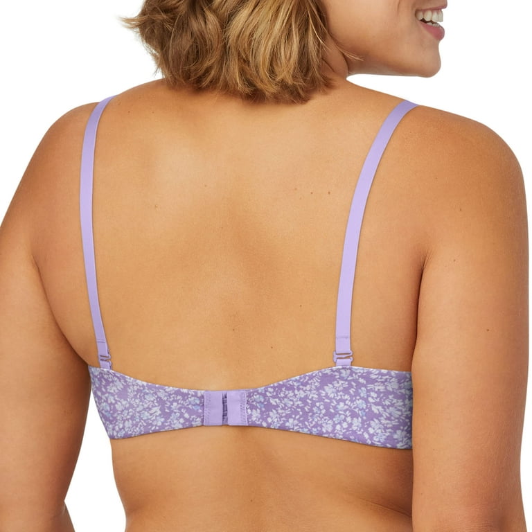Women's Maidenform 9428 Love the Lift Natural Boost Demi T-Shirt Bra  (Floral Ditsy Lilac 34B) 
