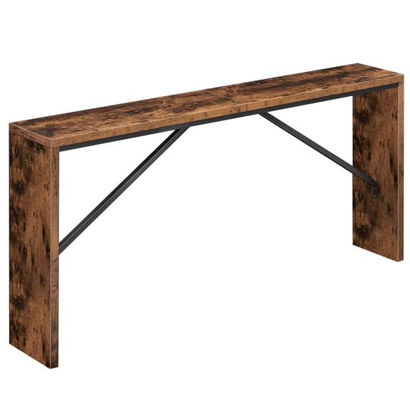 Rustic Brown Console Table With Black Metal X-Frame, 62.2 Long Industrial