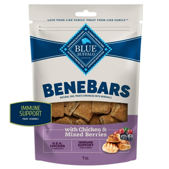 Blue Buffalo BeneBars Immune Support Dog Treats with Vitamins C & E, Chicken & Mixed Berries, 9-oz.